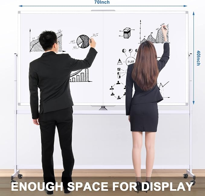 Double Sided Rolling Whiteboard, 72 x 40 Large White Board - Image 4