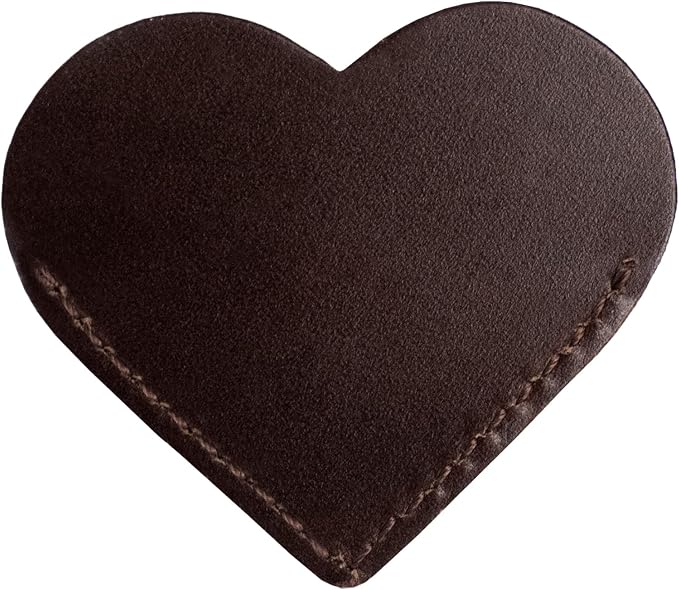 Jack&Chris Genuine Leather Heart Bookmark, Handmade Stitched Corner Page by JackChris