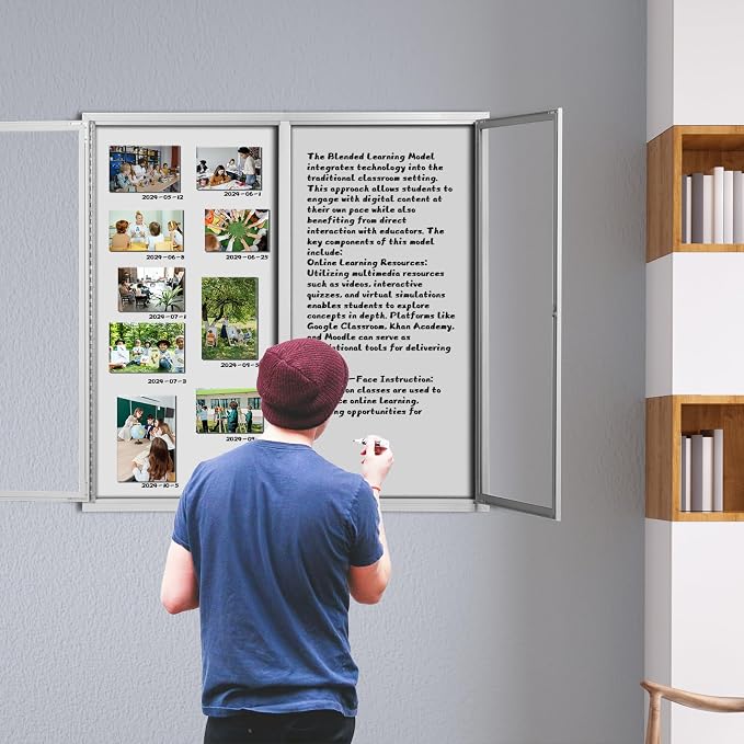 INNOVART Enclosed Bulletin Board 48”x36”, Lockable Dry Erase Noticeboard - Image 7