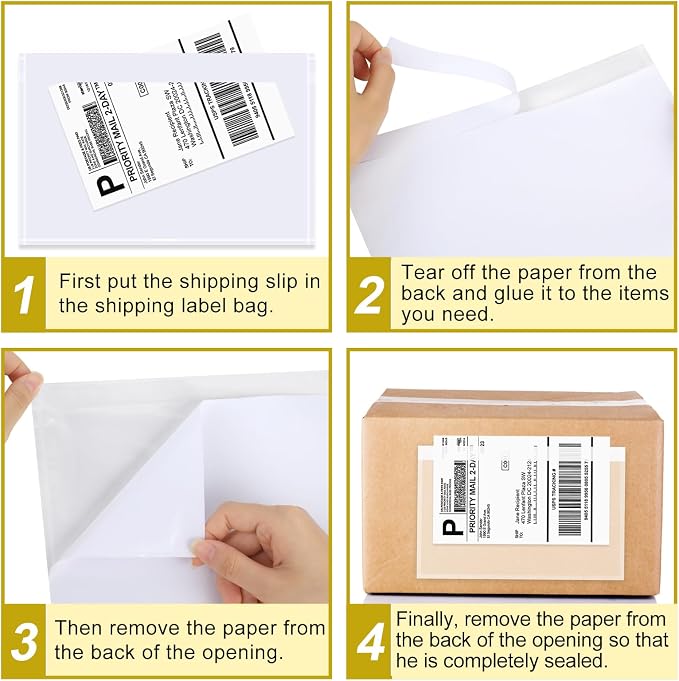 AZUREAL 60PCS Shipping Label Sleeves, 6.7" x 9.8" Packing Slip Pouches - Image 3