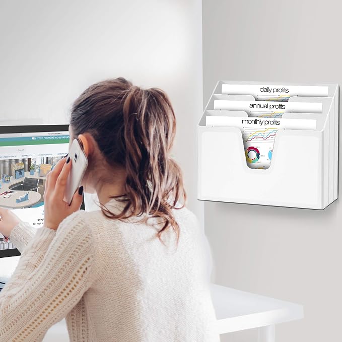 Acrimet Horizontal Triple File Folder Holder Organizer, Open Top Desktop - Image 4