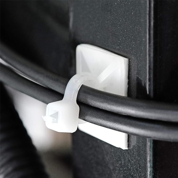 3/4" Strong Back-Glue Self Adhesive White Cable Zip Tie Mounts 100pcs - Image 3