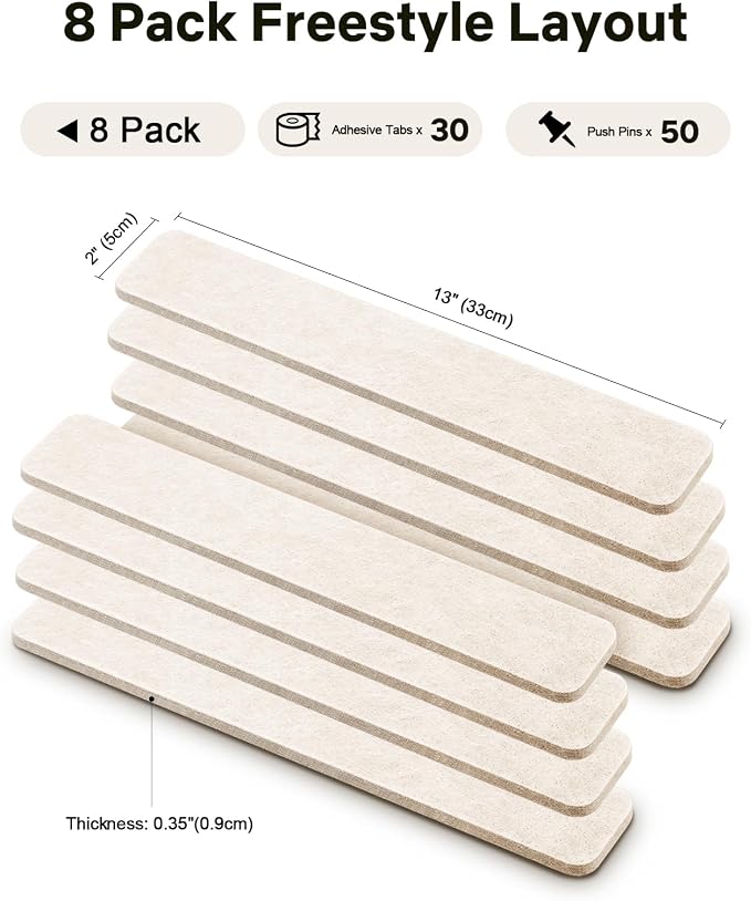 Small Cork Bulletin Board Tiles, Felt Wall Decor and Office Desk Accessories - Image 2