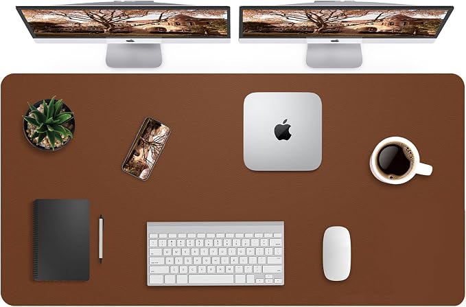 Leather Desk Pad Protector, Mouse Pad, Office Desk Mat, Non-Slip PU Leather by AFIING