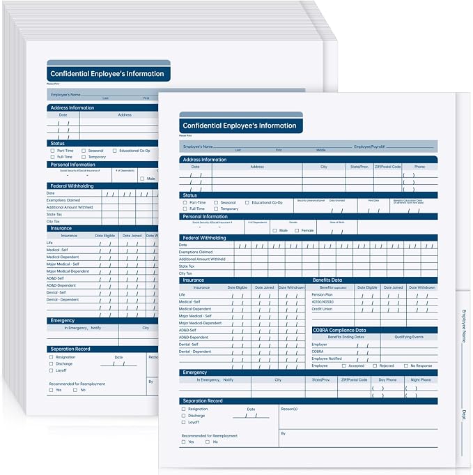 Faccito 35 Pcs Confidential Employee Record Folder Bulk Employee File Folders by Faccito