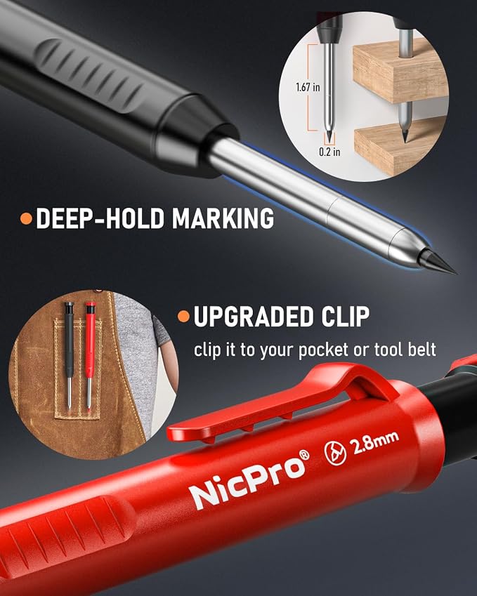 Nicpro 5 Pack Carpenter Pencil - Image 4