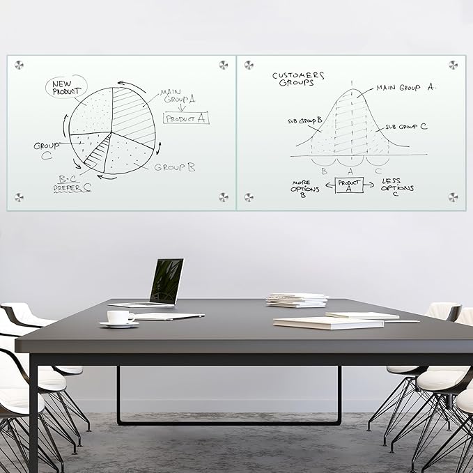H-Qprobd Glass White Board for Wall Dry Erase Board 48" x 32" (2pcs) Magnetic Presentation Whiteboard for Home, Office and School-DeskLoop Office