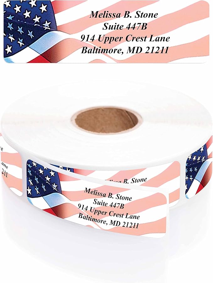 Proudly American Flag Personalized Return Address Labels - Image 2