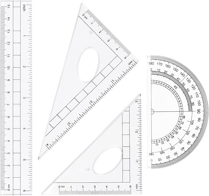 Math Geometry Kit Sets 10 Piece Student Supplies with Shatterproof Storage Box,Includes Rulers,Protractor,Compass,Eraser,Pencil Sharpener,Lead Refills,Pencil,for Drafting and Drawings（Navy blue）