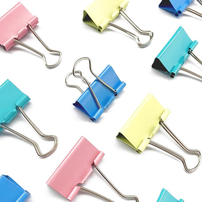 Ykimok 48 Pcs Medium Binder Clips, 1.25 inch, Colored Binder Clips, Paper by Ykimokdailynecessities