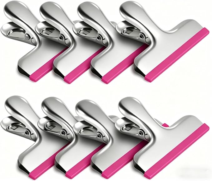 HOUSE AGAIN 8 Pack Stainless Steel Chip Bag Clips Covered by HOUSEAGAIN
