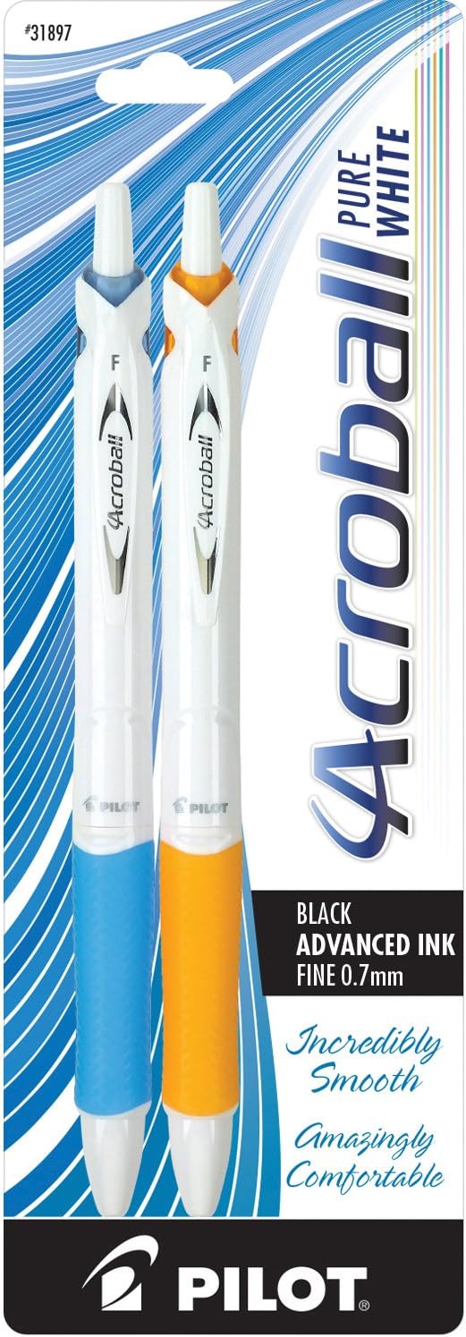 PILOT Acroball PureWhite Advanced Ink Refillable & Retractable Ball Point Pens by PilotCorporationofAmerica