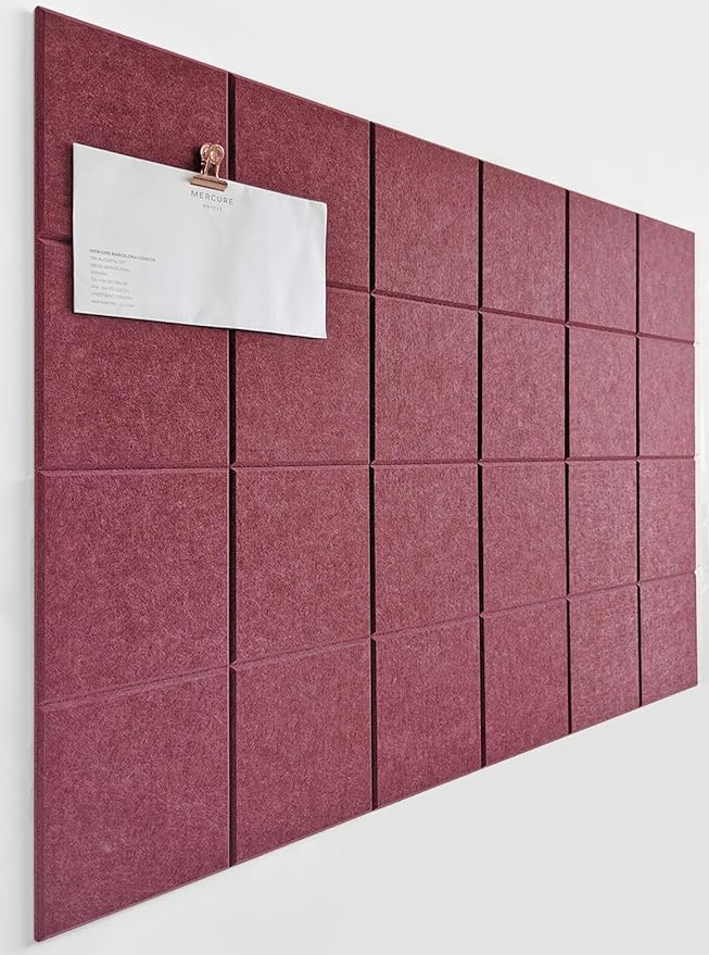 Cork Board 24 x36 Alternative - 6 Pack Felt Wall Tiles with Safe Removable Adhesive Tabs, Cork Boards for Walls Cork Board for Home Office Pin Board Tack Board - Red Wine-DeskLoop Office
