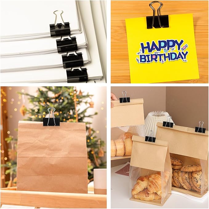 120 Pcs Small Binder Clips Black, 0.75in/19mm Mini Binder Paper Clips, Paper - Image 5