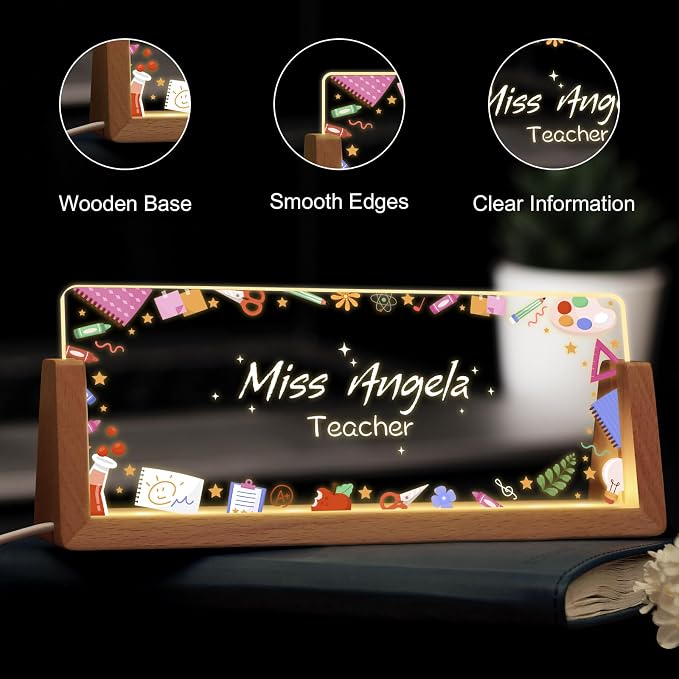 Custom Name Plate for Desk, Personalized Light Up Acrylic Desk Name Plate - Image 4