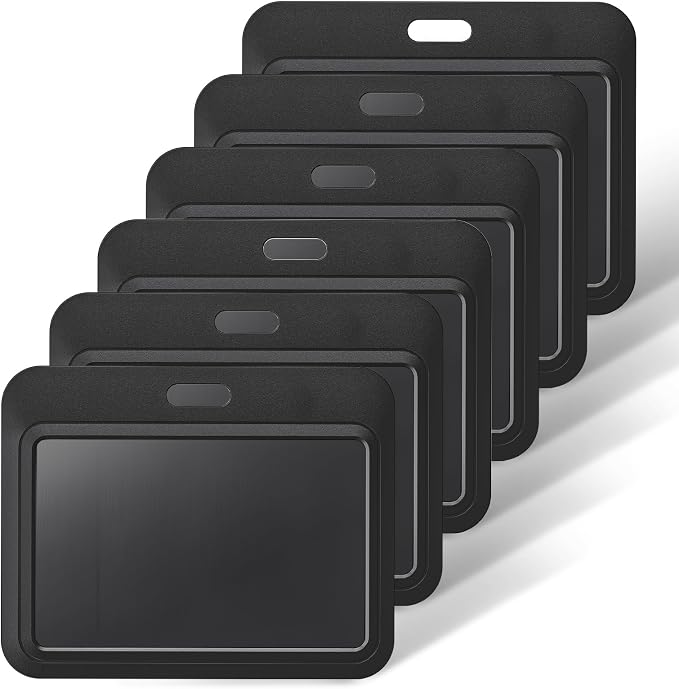 Uniclife 6 Pack Sliding ID Badge Holder Black Horizontal Hard Plastic Case by UnicLife