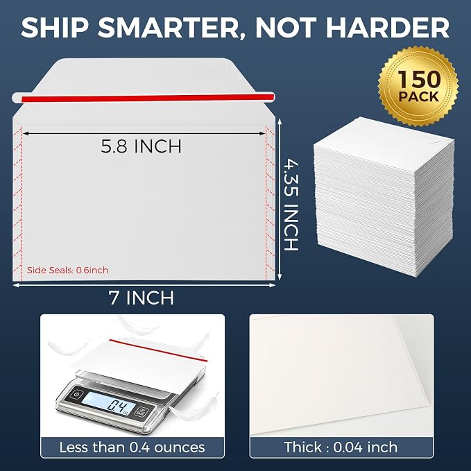 150 Pack Trading Card Mailing Envelopes, Perfect Sized Shipping Envelope - Image 7