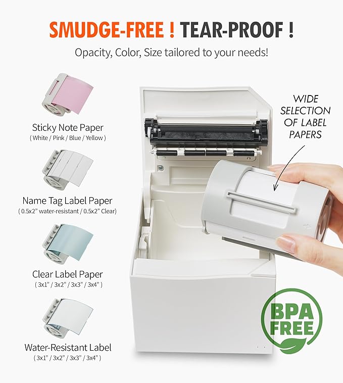 Nemonic AI | Label Printer | Sticky Note | Compatible with CHATGPT | Inkless Bluetooth Thermal Label Printer for Small Business | Portable Wireless-DeskLoop Office