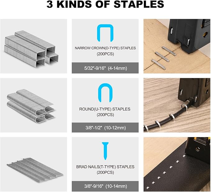 HAUTMEC Upholstery Staple Gun for Wood, 3-in-1 Heavy Duty Fabric Stapler - Image 3