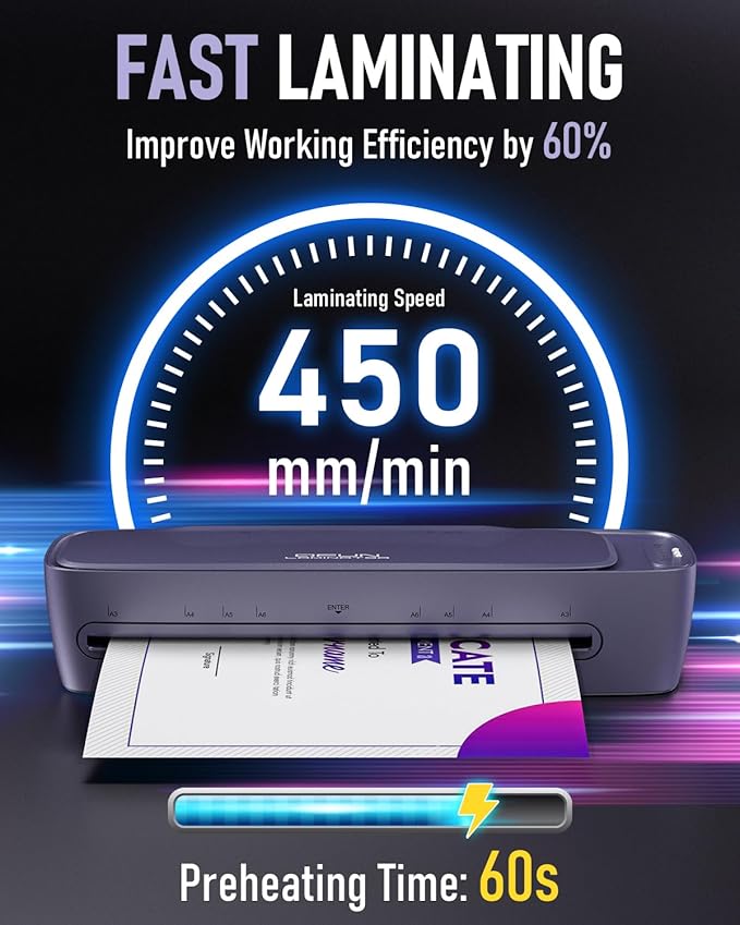 Laminator Machine 13 Inch Wide Thermal Lamination 9 in 1 Cold Hot A3 Laminating Machine for Teacher Personal, 60s Warm-Up No Jam laminator Machine 11x17 with 30 Laminating Sheets for Home Office Use-DeskLoop Office