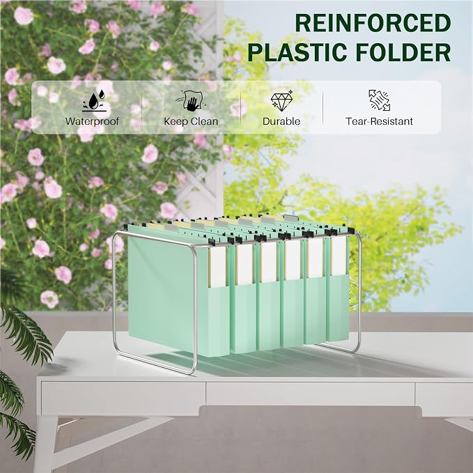 12 Pack Hanging File Folders, Filing Folders Hanging Reinforced, Plastic - Image 4