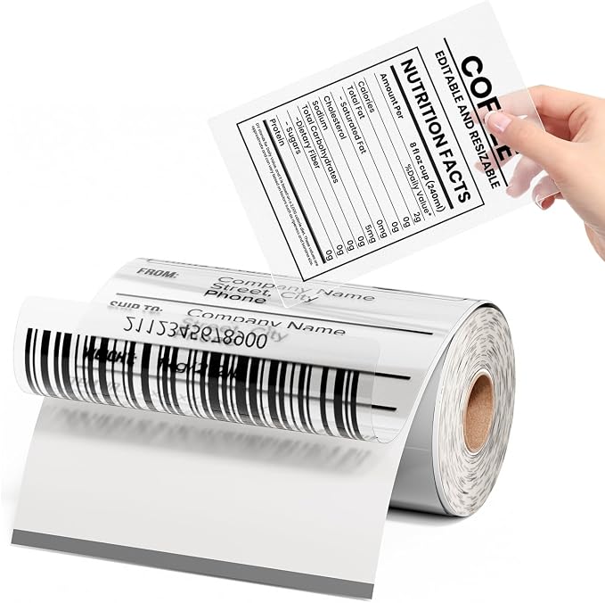 Transparent Thermal Labels 4x6, Self-Adhesive Waterproof Thermal Stickers by OmezizyLabelPrinter