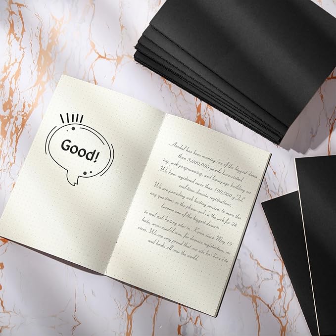 Mimorou 100 Pcs Kraft Notebook Journals 5.5 Inch x 8.3 Inch A5 Softcover Notebooks Bulk for Writing Sketch Office Notepad with 60 Pages 30 Sheets (Black,Dot)-DeskLoop Office