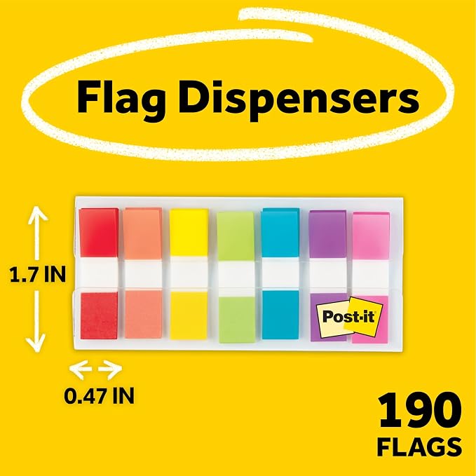 Post-it 683-7CF24PK1/2 Wide Flags in On-The-Go Dispenser - Image 3