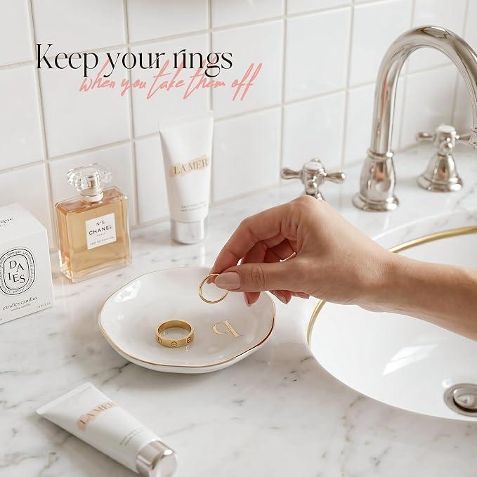 Ceramic Jewelry Tray, Personalized Initial Jewelry Dish - Image 5