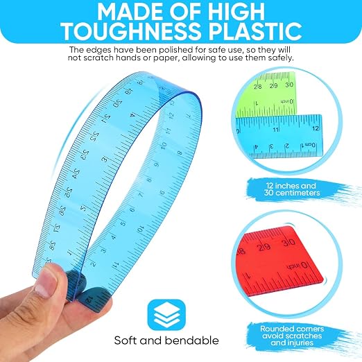 SenseYo 48 Pcs Clear Plastic Rulers 12 Inch Color Transparent Ruler - Image 3