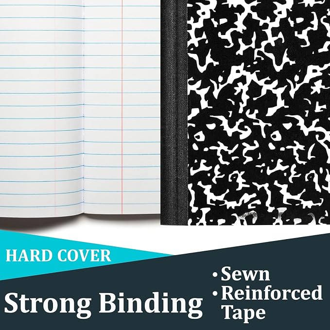 E-CLIPS USA Composition Notebooks Wide Ruled Composition Notebook Black Marble - Image 3