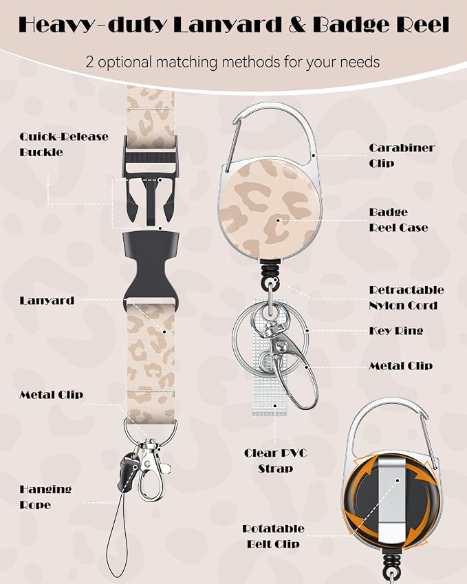 Uniclife Fashionable Sliding Badge Holder Light Brown Leopard Print Plastic Case - Image 4