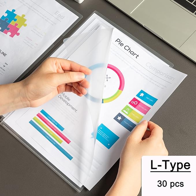 200 Pack Document Clear Plastic Folder Copy Safe Project Pocket L-Type US - Image 6