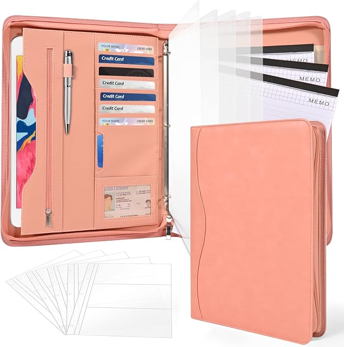 3-Ring Padfolio Portfolio Binder Organizer, PU Leather Folder Binder Business by Sbrinnaliao