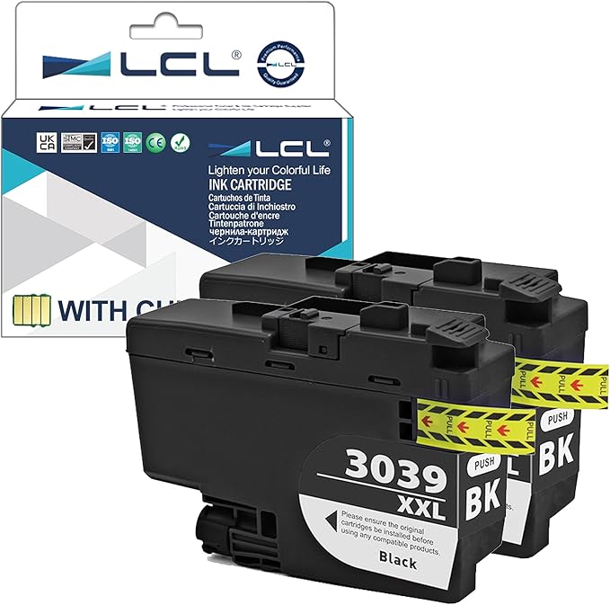 LCL Compatible Ink Cartridge Pigment Replacement for Brother LC3039 XXL LC3039XXL LC3039BK MFC-J5845DW MFC-J5845DW MFC-J5945DW MFC-J6945DW MFC-J6545DW MFC-J6545DW XL (2-Pack Black)-DeskLoop Office