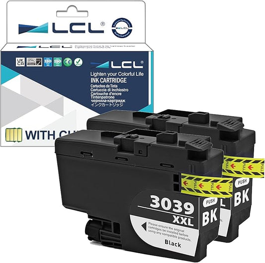 LCL Compatible Ink Cartridge Pigment Replacement for Brother LC3039 XXL LC3039XXL LC3039BK MFC-J5845DW MFC-J5845DW MFC-J5945DW MFC-J6945DW MFC-J6545DW MFC-J6545DW XL (2-Pack Black)-DeskLoop Office