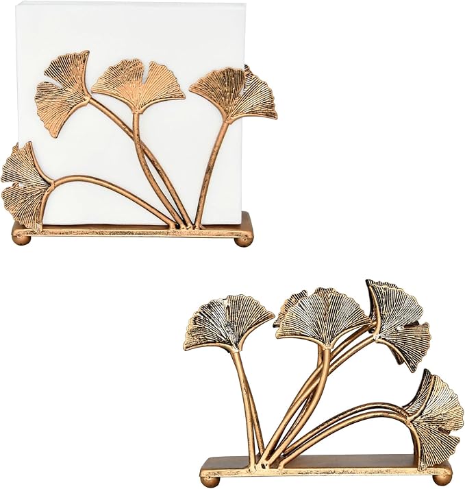 OwlGift Set of 2 Modern Ginkgo Leaves Design Napkin Holder - Image 5