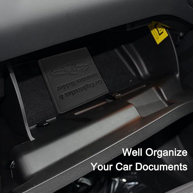 Car Registration and Insurance Holder, Premium PU Leather Vehicle Glove Box Car - Image 7