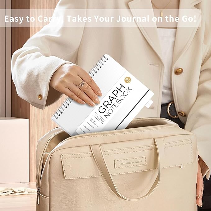 AHGXG Graph Paper Notebook - Spiral Notebook Journal 160 Pages, A5 Graph Notebook 5.7" x 8.3", 100 gsm Thick Grid Paper, Waterproof Plastic Cover, for School Writing Engineering Math, Transparent-DeskLoop Office