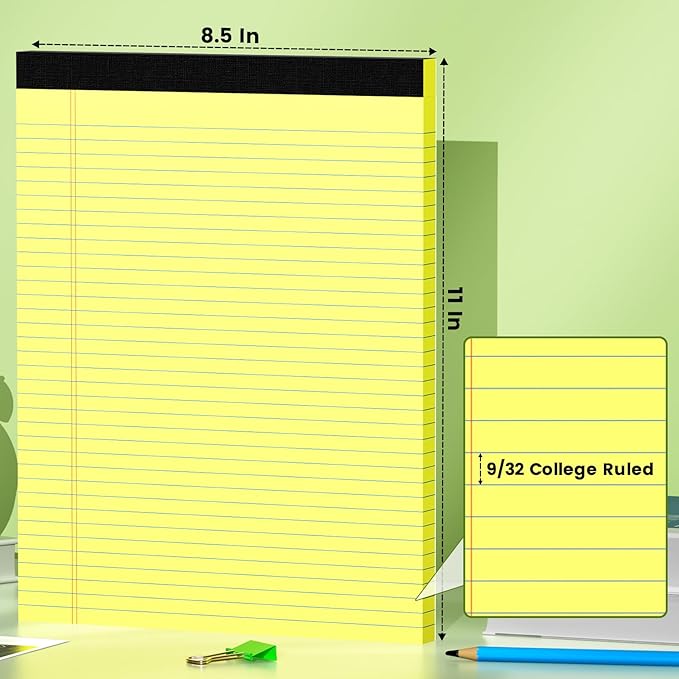 AILZFEI 2-Pack 8.5x11 Inch Yellow Note Pads, 50 Sheets per Pad - Image 2