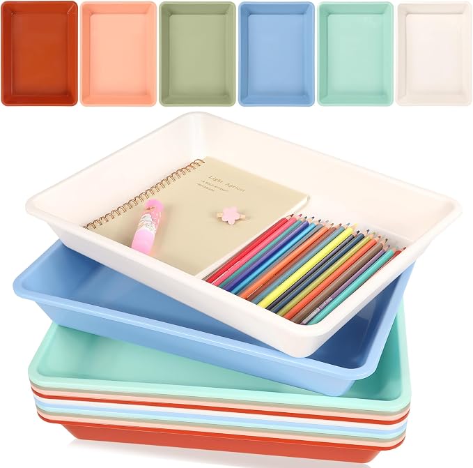 12 Pack Letter Size Flat Storage Paper Tray Organizer Bin Tray Plastic by gisgfim