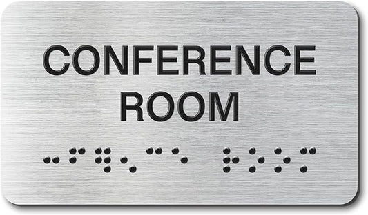 Conference Room Signs with Raised Text & Grade 2 Braille, Brushed by EliteSign