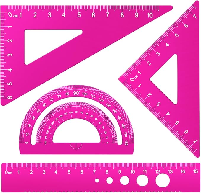 Honagu Triangular Ruler Set, 4 Pieces Aluminum Alloy Ruler, Metal Drafting Ruler by Enjoylearning--Honagu