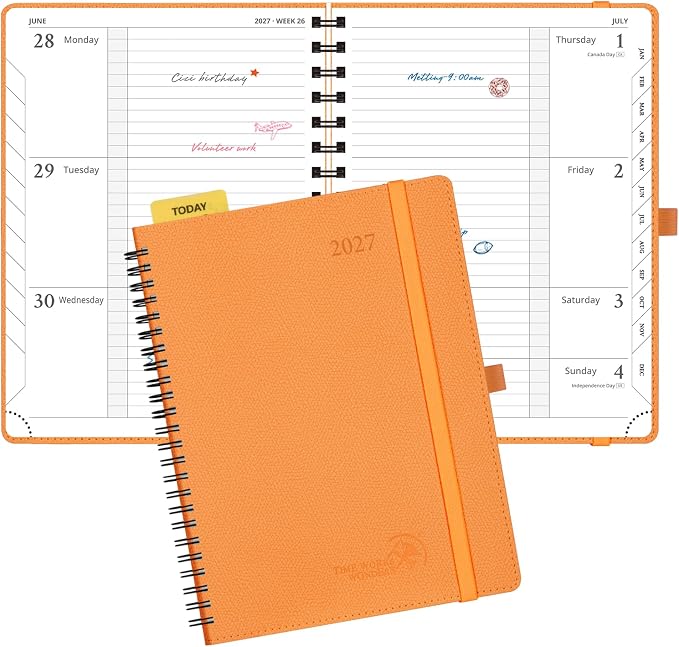 POPRUN 2027 Planner, 6.75" x 8.75" Weekly Calendar Book, Daily Appiontment Book by POPRUN