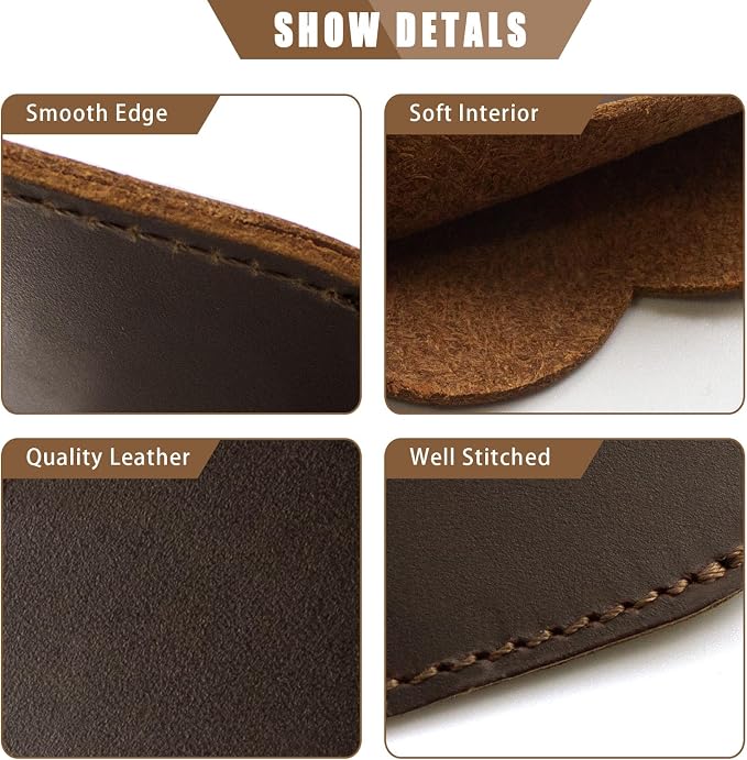Jack&Chris Genuine Leather Heart Bookmark, Handmade Stitched Corner Page - Image 3