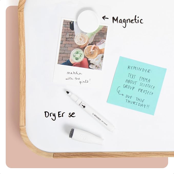 U Brands 11 x 14 Modern Bevel Dry Erase Board, Wood Grain Print, Includes - Image 3