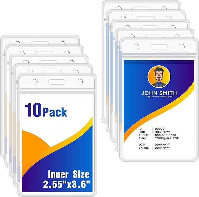10Pack Vertical ID Badge Holder by LIEMAND