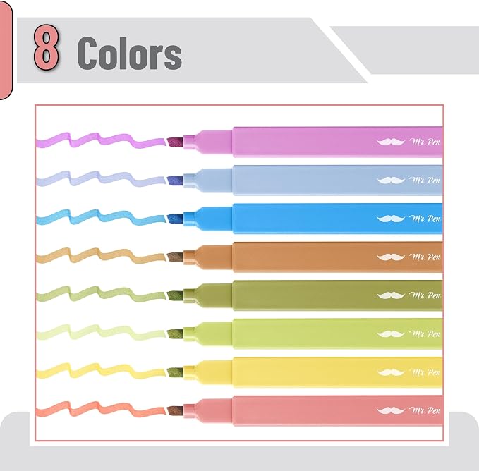 Mr. Pen- Aesthetic Highlighters No Bleed, 8 Pack, Autumn Colors, Chisel Tip | - Image 2