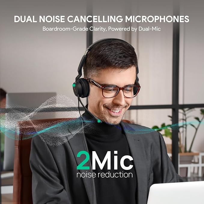 Yealink UH44 Teams Certified USB Wired Headset with 2 Noise Cancelling Mics,Stereo Sound for PC,Laptop,Teams,Zoom,Call Center,Home Office,Inline Controls,Comfort Ear Cushions,USB-C/A,Busylight-Black-DeskLoop Office