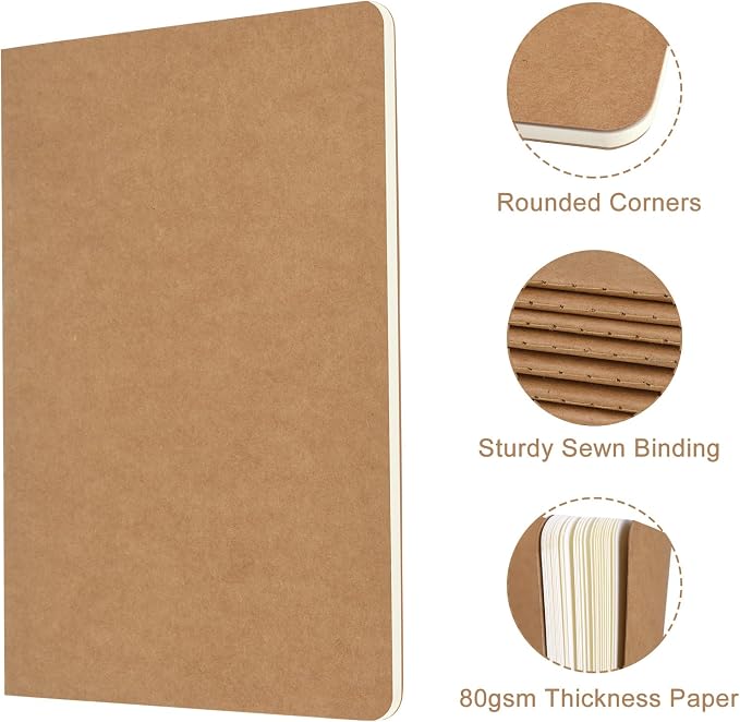 ZCZN 50 Pack A5 Kraft Notebooks Bulk, 8.15x5.5 Inches Lined Paper Journaling - Image 4